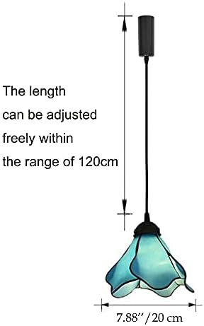 KAYYELAMP Ayarlanabilir Tel Uzunluğu H parça aydınlatma 3.9 Ft Kordon E26 Taban Mavi Cam Tiffany Kolye Asılı aydınlatma armatürü