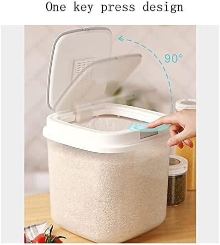 ZQDMBH Pirinç saklama kabı Plastik Pirinç Konteyner Taneleri Dağıtıcı Pirinç Kova Kuru Gıda saklama kutusu (Renk: Beyaz, Boyutu: