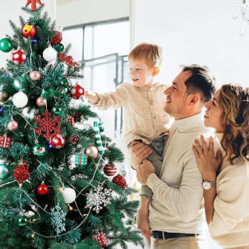 Noel Çeşitli Top Süsler 91 adet 2021, Kırılmaz Noel Süsler El-Yardım Hediye Kutuları ile Tatil için Ideal, Noel Ağacı Süsler