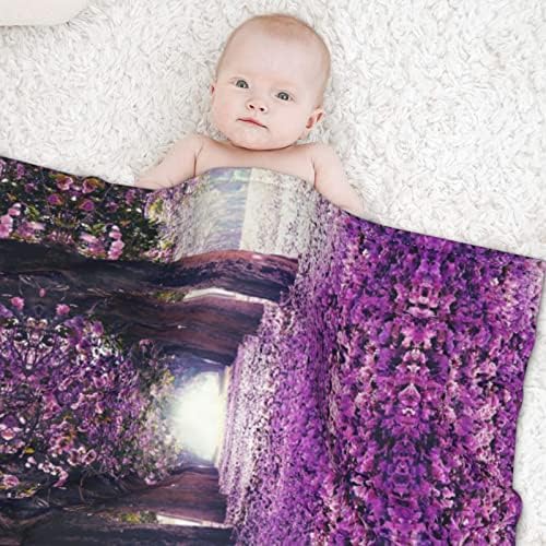 Peyzaj Çiçek Baskı Bebek Battaniyeleri, Bebek Kundak Battaniyesi, Peluş Polyester Kumaş, 30 X 40 İnç