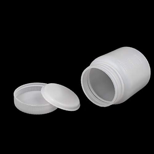 X-DREE 5 Adet 300 ml Plastik Geniş Ağız Yuvarlak Mühür Astar Reaktif Şişesi Örnek Şişe Beyaz (5 Adet 300 ml Flacone largo plastica