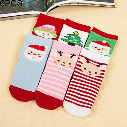 Noel Süsler 6 Pairs Noel Minimalist Tarzı Çocuk Pamuk Çorap Anti-Boncuklanma Kalınlaşma, Ayak Uzunluğu için Yaklaşık: 10 ~