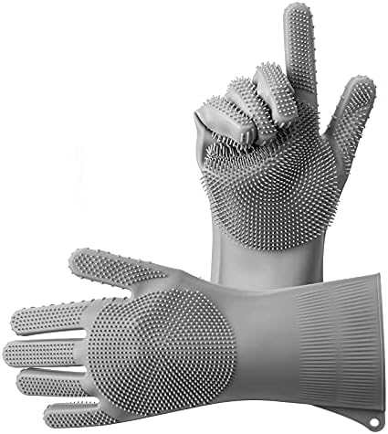 Yiwanda Yükseltme Sürümü 2 Yüzlü Fırçalar Bulaşık eldivenleri Su Geçirmez Silikon Kullanımlık temizlik eldiveni Ev Eldivenleri,