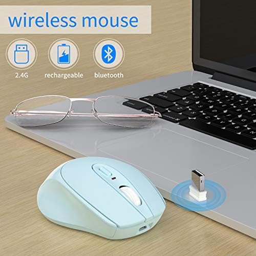 Bluetooth Fare, USB Nano Alıcı ile Gürültüsüz Fare, Ergonomik Çift Modlu(Bluetooth + USB) Dizüstü Bilgisayar,iPad,MacBook Pro,PC,