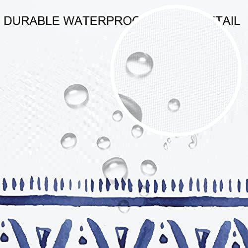 FLANDA Mavi Geometri Duş Perdesi, Ağır Ağırlıklı Hem ve Ücretsiz Kancalar, %100 Su Geçirmez Polyester Kumaş (71 inç x 71 inç)