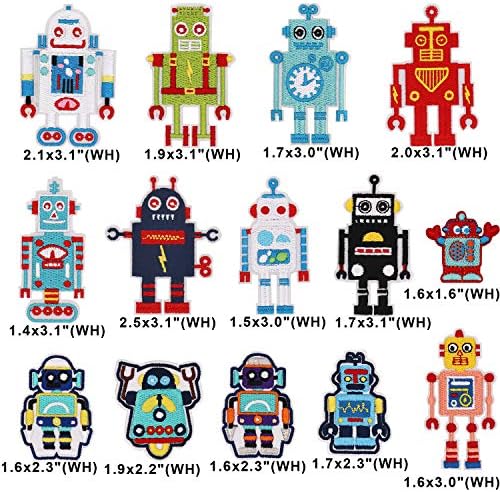 14 adet Sevimli Robot Demir on Yamalar Işlemeli Motif Aplike Dekorasyon Yamalar Dikmek ıçin Özel Yamalar DIY Kot, Ceket, çocuk