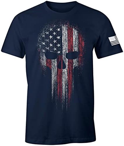 ABD Askeri Amerikan Kafatası Bayrağı Vatansever T-Shirt
