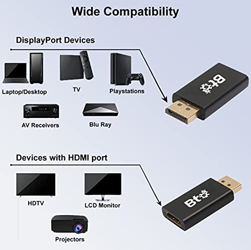 BTO DisplayPort - HDMI Adaptörü, 4K UHD, Tek Yönlü Display Port DP Erkek-HDMI Dişi Adaptör, Lenovo Dell, HP, Bilgisayar, Masaüstü,