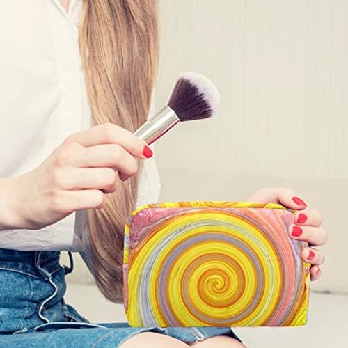 Kozmetik Çantası Taşınabilir Seyahat Makyaj Çantası Bozuk para cüzdanı, Soyut Renkli spiral desen