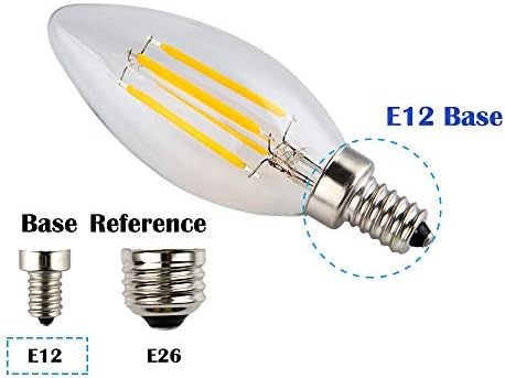 OPALRAY LED Şamdan Ampul, C35 Şeffaf Cam Kapak, 4W Kısılabilir LED Filament Ampul, 40W Akkor Ampul Eşdeğeri, E12 Taban Lambası,