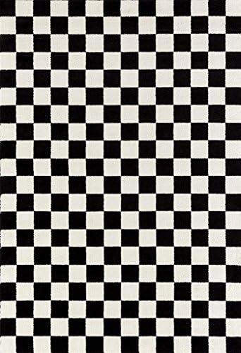 Farsça Kilim Siyah 8x10 1909 Damalı Beyaz 8 x 10 Alan Kilim Halı, 8' x 11'