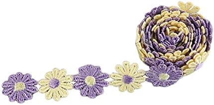 NC shamjina 5 Yards Papatya Kurdela Dekorasyon Dantel Çiçek Işlemeli Trim Kurdela Dikiş Craft Bezeme için-Sarı Mor