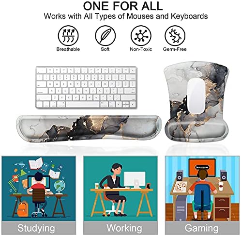 Bilek Desteği ve Klavye ile HOMKUMY Mouse Pad Bilek Desteği, ergonomik Bellek Köpük Bilek Yastık Desteği Kaymaz Kauçuk Taban