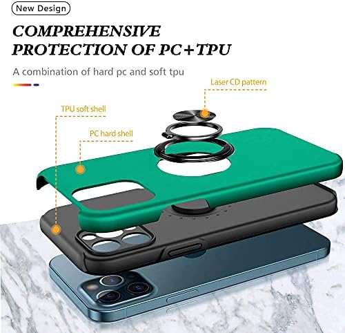 Roja Yeşil Halka Kılıfı 12 Pro Max, iPhone 12 Pro max için Manyetik kılıf, Destek Araba Manyetik Montajı, Halka Kızardı, 360°