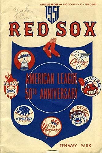 Yukon Eric Nadir D65 Jsa Coa İmzalı 1951 Red Sox Programı İmzalı-MLB İmzalı Çeşitli Öğeler