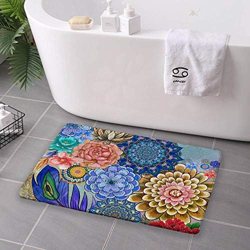 Boho Çiçek Banyo Paspas Mandala Çiçek Banyo Halıları Kaymaz Bellek Köpük Zemin Mat Mutfak Yatak Odası Kapalı 29.5 L x 17.7