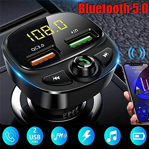 HNQH Bluetooth Araç Adaptörü, kablosuz Bluetooth 5.0 FM Verici Bluetooth, QC3. 0 Araba USB şarj adaptörü Radyo Çalar Bluetooth