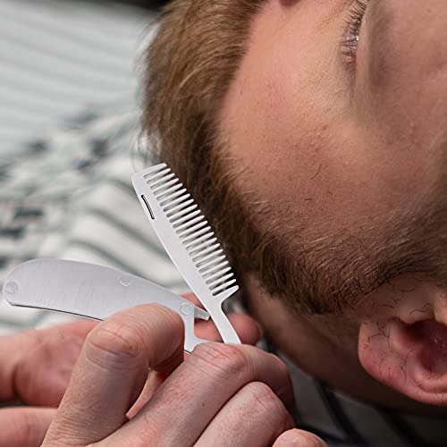 FRCOLOR Paslanmaz Çelik Metal Saç sakal tarağı Cep Tarağı Katlanır Bıyık Bakım Tarağı Bıyık Tarağı