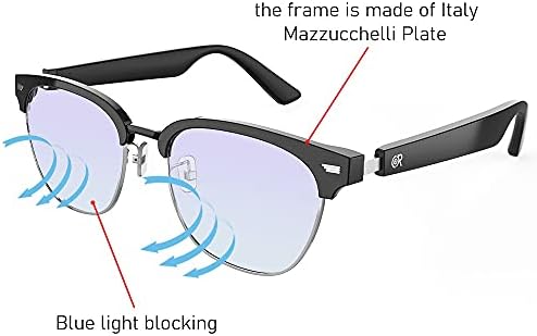 Müzik gözlük mavi ışık Engelleme Metal çerçeve (Hızlı şarj), dahili görünmez hoparlör ve mikrofon için Çağrı Video Konferans