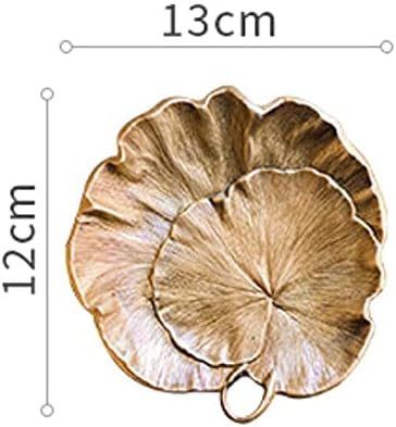 Saf Bakır Lotus Yaprağı Tepsisi, Vintage Yaprak Mücevher Kutusu, Sanat depolama Tepsisi, Masaüstü Dekorasyon, 13x12x2 cm