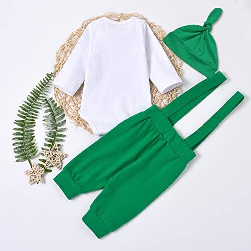 Benim Ilk Aziz patrick Günü Erkek Bebek Kıyafeti Papyon Romper Bodysuit Yeşil Shamrock Askı Pantolon Seti