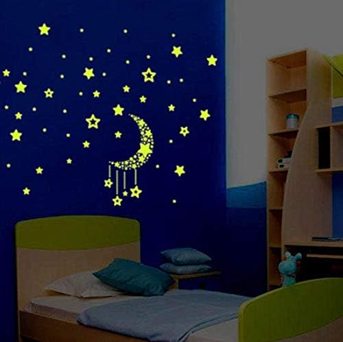 PULABOA Set Çocuk Yatak Odası Floresan Glow Karanlık Yıldız duvar çıkartmaları Pratik ve Popüler
