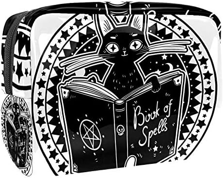 ımobaby Siyah Cadı Kedi Okuma Büyü Kitabı Kozmetik Çantaları PVC Su Geçirmez Makyaj Çantası Seyahat Tuvalet Kullanışlı Kılıfı
