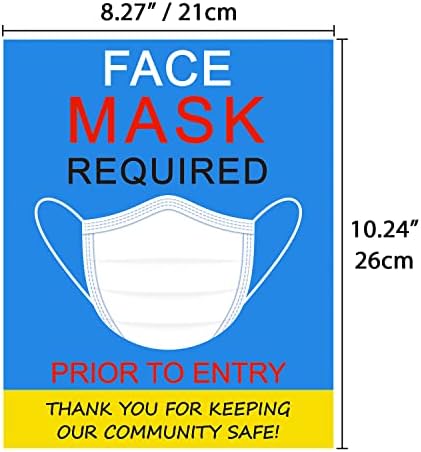 Wisdompro 5 Paket Yüz Maskesi Gerekli İşareti ve 5 Paket Vücut Isısı Kontrolü Gerekli İşareti, 8 x 10 inç, İş, Ofis, Mağazalar,