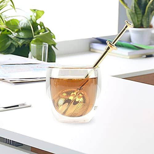 Çay Topu Demlik Altın Paslanmaz Çelik Uzun Saplı Çay Demlik Gevşek Yaprak Demlemek Çay Yaprakları Baharat / Ot Süzgeç Topları