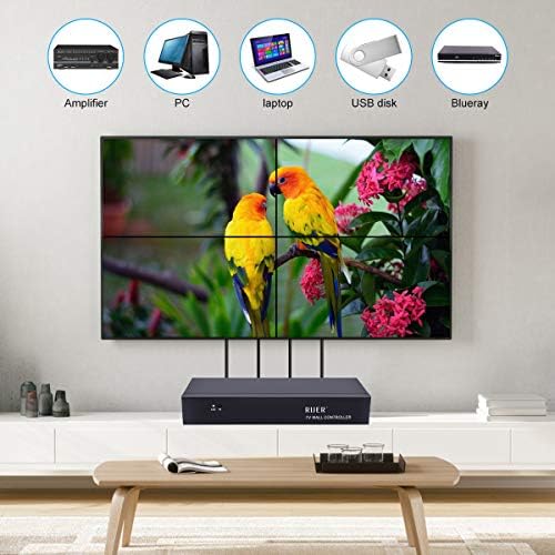2x2 Video Duvar Denetleyicisi USB+HDMI+VGA+AV Girişi ve TV HDMI Çıkışı, 180 Derece İçinde Tam Dijital İşleme Kanalı, HD LCD