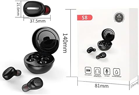 Subwoofer LED kulaklık HıFı için ıOS / Android Spor Koşu Bluetooth Kulaklık kulak içi kulaklıklar 5.0 Kablosuz (Siyah)