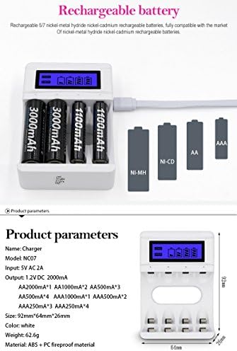 PALO Akıllı 4 Yuvaları akıllı LCD pil şarj cihazı şarj edilebilir USB şarj aleti ile 4 ADET 1100 mAh AAA Ni-Cd Ni-Mh şarj edilebilir