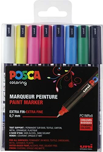 POSCA PC - 1M SANAT işaretleme KALEMLERİ 8'Lİ PAKET Çeşitli Renkler