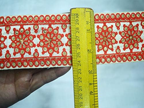 Zanaat Malzemeleri Kostümleri Dikiş Ev Dekor Giyim Aksesuarları Dekoratif Sari Sınır Abartı Kırmızı Bezemeler 2.7 Toptan Işlemeli