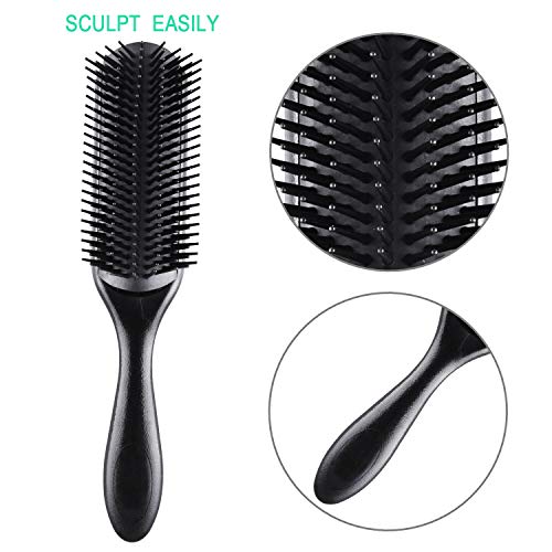 SIKQUK 6 adet saç fırçası tarak seti kürek fırça Detangle saç fırçası ve siyah taraklar erkekler ve kadınlar için ıslak, kuru,
