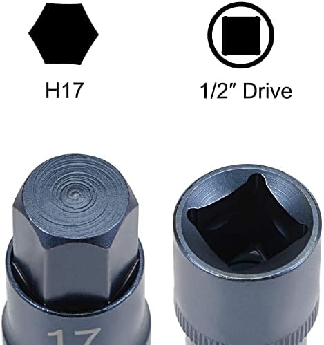 KFıdFran 1/2 Sürücü x H17 (17mm) Hex Bit Soket, S2 Çelik Bit, CR-V Soketleri Metrik 2 Uzunluk (Sadece El Kullanımı İçin) Mavi