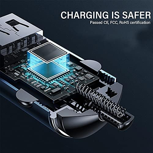 EKDJKK Araç Şarj 2 Port 45 W Soket Cep Telefonu Güvenli Adaptörü USB Çakmak Adaptörü Hızlı Hızlı Tip C USB Araç Şarj(Gümüş)