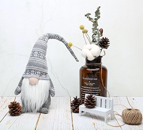 19 İnç El Yapımı Noel Gnome Dekorasyon İsveç Figürleri (Gri)