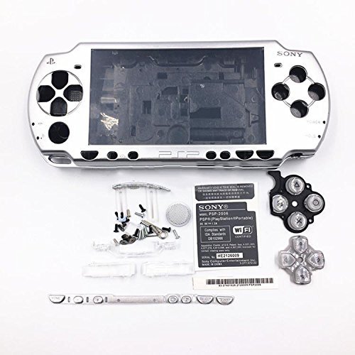 Yedek Tam Konut Shell Kılıf Kapak Düğmeleri kiti PSP 2000 PSP2000 Oyun Konsolu ıçin Aksesuar Seti (Gümüş)