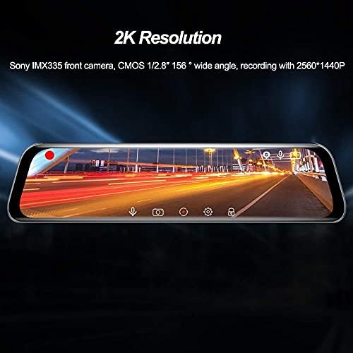 SHENGC 10-inç Streaming Media Sürüş Kaydedici, HD Gece Görüş Dikiz Aynası Araba Ön ve Arka Çift Lens Araba Geri Görüntü (Renk:
