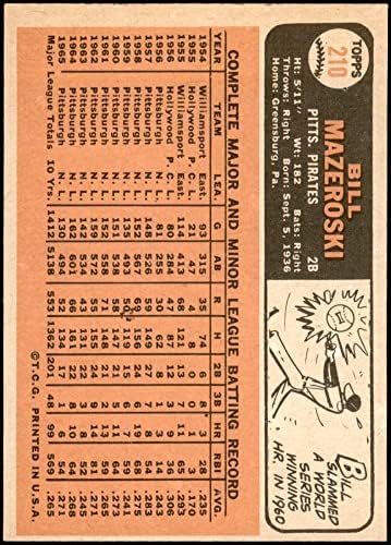 1966 Topps 210 Bill Mazeroski Pittsburgh Korsanları (Beyzbol Kartı) NM Korsanları