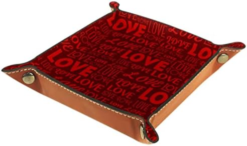 Tacameng Saklama Kutuları Küçük, sevgililer Günü Aşk Desen Kırmızı, deri Vale Tepsi Masaüstü Depolama Organizatör için Cüzdan