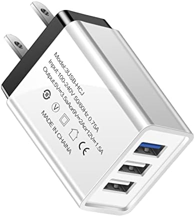 USB Duvar Şarj Cihazı 2A 3USB Duvar Fişi Taşınabilir Ev Seyahat Fişi Güç Adaptörü (Siyah)
