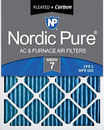Nordic Pure 14x20x1 (13_1 / 2x19_1 / 2) MERV 7 Plus Karbon Pileli AC Fırın Hava Filtreleri, 2 x 19 1/2 x 3/4 (13,5 x 19,5 x