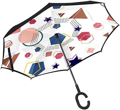 Çift Katmanlı Ters Şemsiye Ters Katlanır Şemsiye ile Araba için C-Şekilli Kolu, rüzgar Geçirmez UV Koruma Pastel Temel Şekli