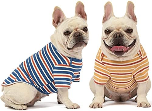 Knuffelen Köpek Gömlek Pamuk Çizgili T-Shirt, Yaz Küçük Köpekler ıçin Pet Giysi, 2-Pack Yumuşak Köpek Giyim Kedi Tee, nefes