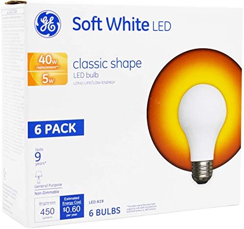 6 Yumuşak Beyaz LED A19 Ampul Seti-40 Watt Değiştirme-Uzun Ömür / Düşük Enerji - 450 Lümen-Genel Kullanım / Kısılabilir Olmayan