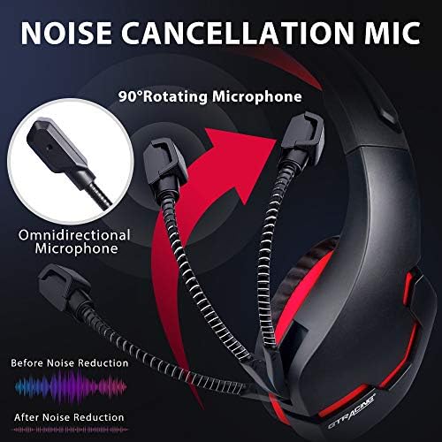 GTRACİNG Oyun Kulaklığı Ps4 Kulaklık, Mikrofonlu Kulaklık/Gürültü Önleyici / Led ışık / 3D Surround Stereo Ses Bas Yumuşak