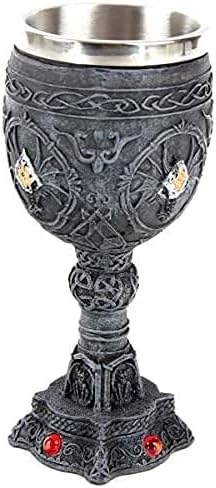 Giftbrit Ortaçağ Dekoratif Ejderha Şarap Cam Fantasy Kadeh Ossuary Tarzı Kadeh Reçine Vücut Paslanmaz Çelik Içme Cam Romantik