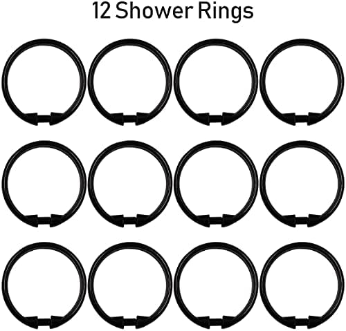 DWSFADA 12 Paket Siyah Duş Perdesi Halkaları, Banyo Duşu için Kalınlaşmak Plastik Perde O Halkaları (Siyah)